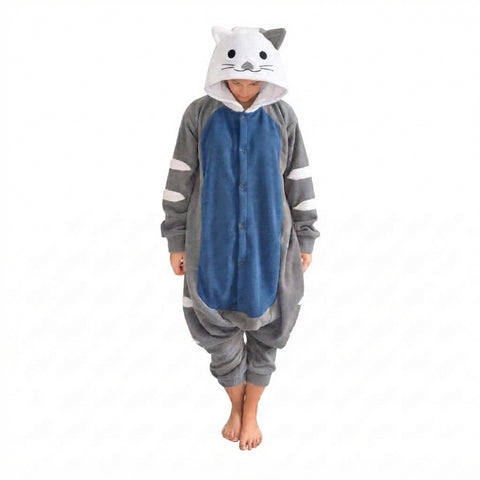 Cat Onesie (grey/blue/white)