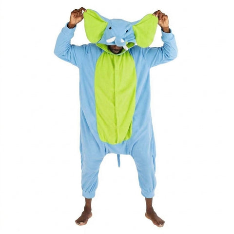 Elephant Onesie (light blue / lime green)