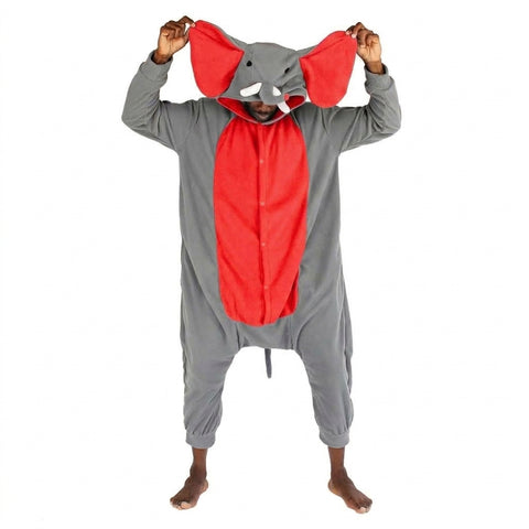 Elephant Onesie (grey / red)