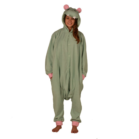 Hippo Onesie (mint green/pink)