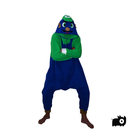 Green Handyman Onesie (blue/green) inspired by Luigi of the Mario Bros