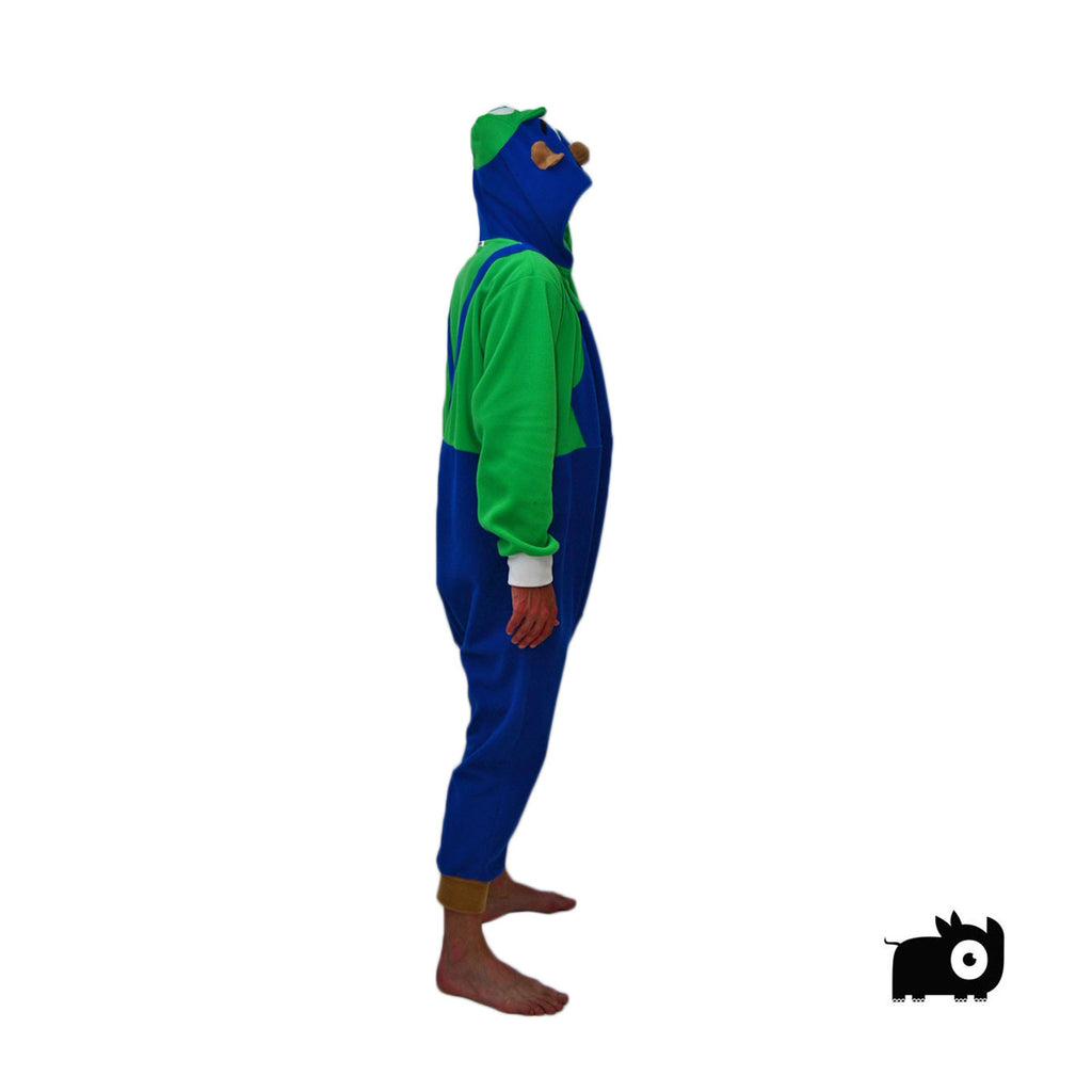 Green Handyman Onesie (blue/green) inspired by Luigi of the Mario Bros