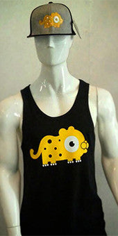 Vest / Tank Top (black with yellow leopard print) MENS CUT