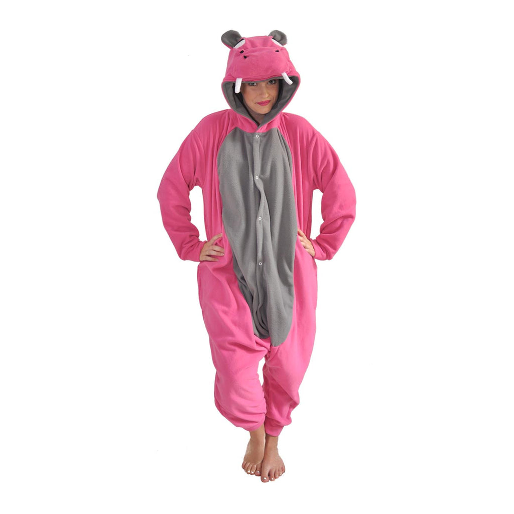 Hippo Onesie (pink/grey)